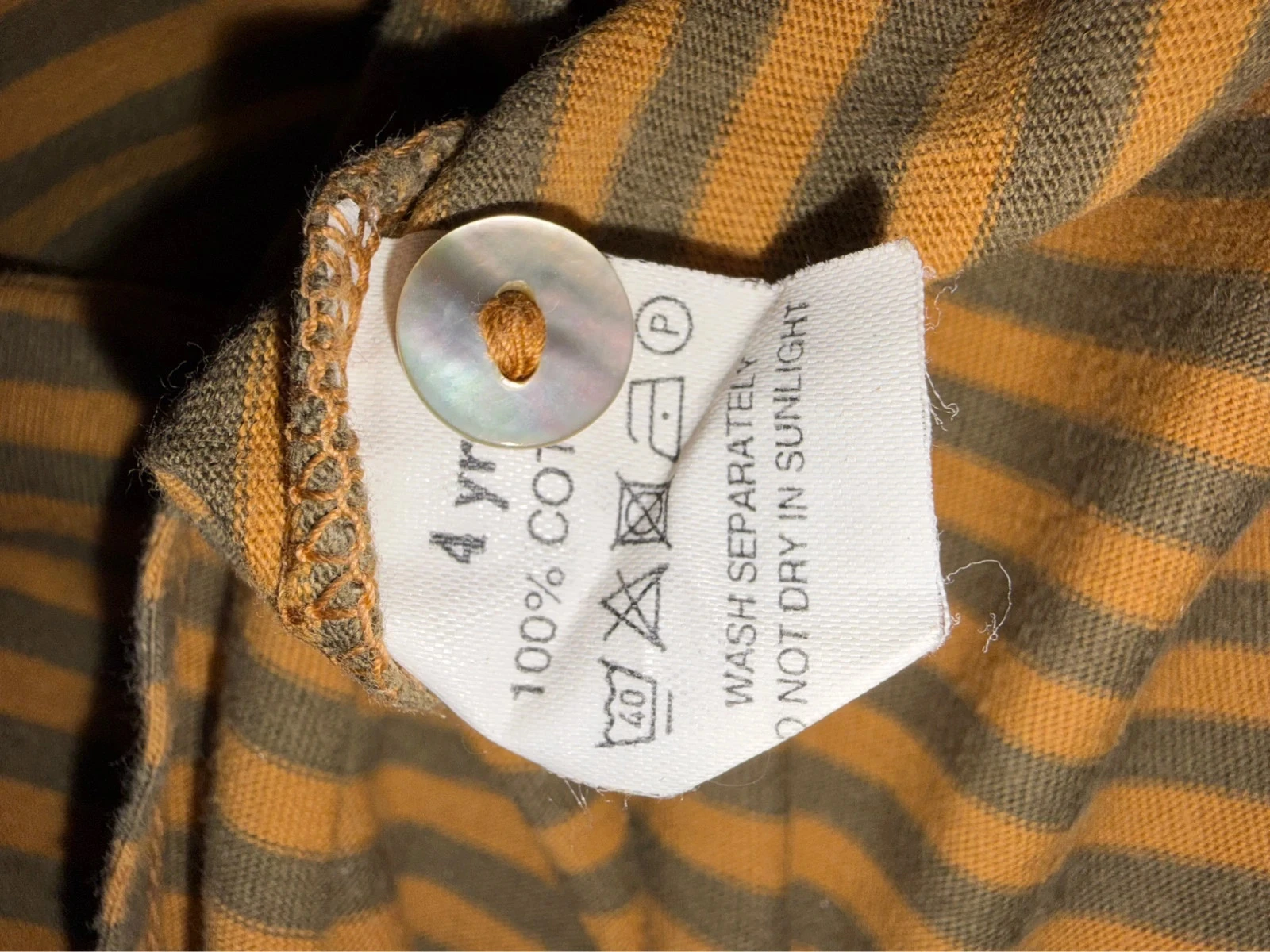 Camiseta Petit Germain Paris 4 años a rayas caqui y camel – 100 % algodón – Muy buen estado. – photo 5